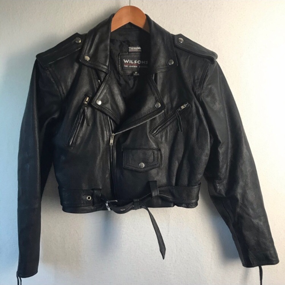 Cropped Wilson Leather Motorcycle Jacket w/ Thinsulate